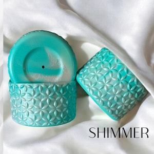 Teal & White Pearl | Flora | Silicone Tumbler Boot