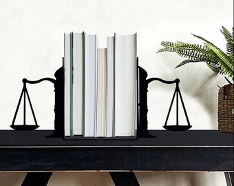 Metal Bookends, Black Book Ends, Bookends Modern, Scale of Justice, Lawyer Books Holder, Pair Bookends, Bookends Unique, Decorative Bookends