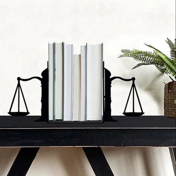 Metal Bookends, Black Book Ends, Bookends Modern, Scale of Justice, Lawyer Books Holder, Pair Bookends, Bookends Unique, Decorative Bookends