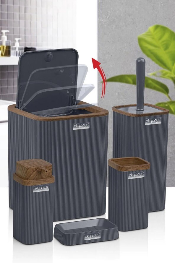 Gray Bathroom Accessories Set, Modern Bathroom Set, Soap Dispenser ...