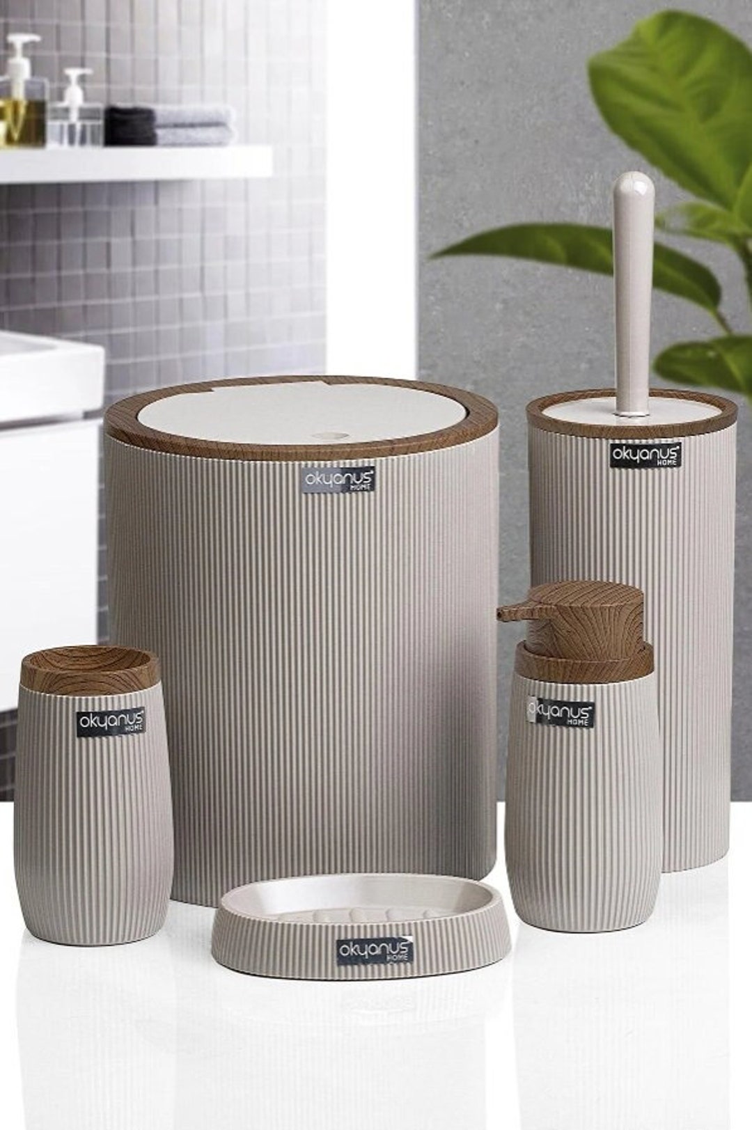 Bathroom Accessories Set Beige Bathroom Set Matching Etsy