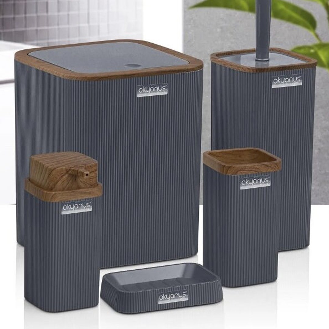 Gray Bathroom Accessories Set, Modern Bathroom Set, Soap Dispenser ...