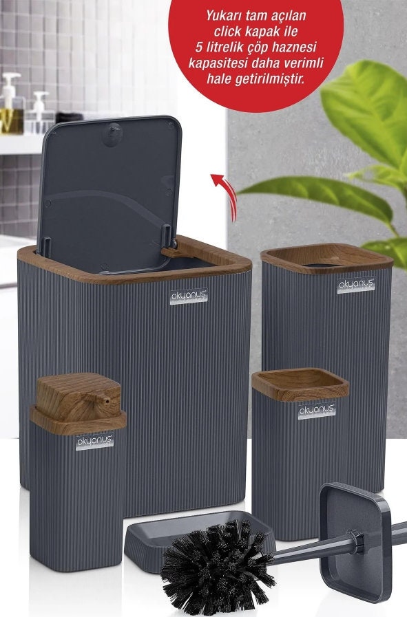 Gray Bathroom Accessories Set, Modern Bathroom Set, Soap Dispenser ...