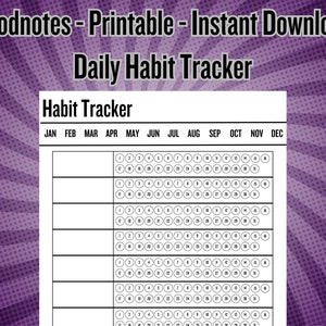 Minimalistic Daily Habit Tracker Printable/Everyday Habit Tracker Goodnotes Compatible/Editable Instant Download