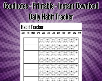 Minimalistic Daily Habit Tracker Printable/Everyday Habit Tracker Goodnotes Compatible/Editable Instant Download