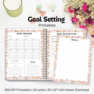 Printable Goal Tracker, Action Plan worksheet, Notes Page for Artists and Crafters, SMART Goals Planner, Goal Setting Template,Goal Planning