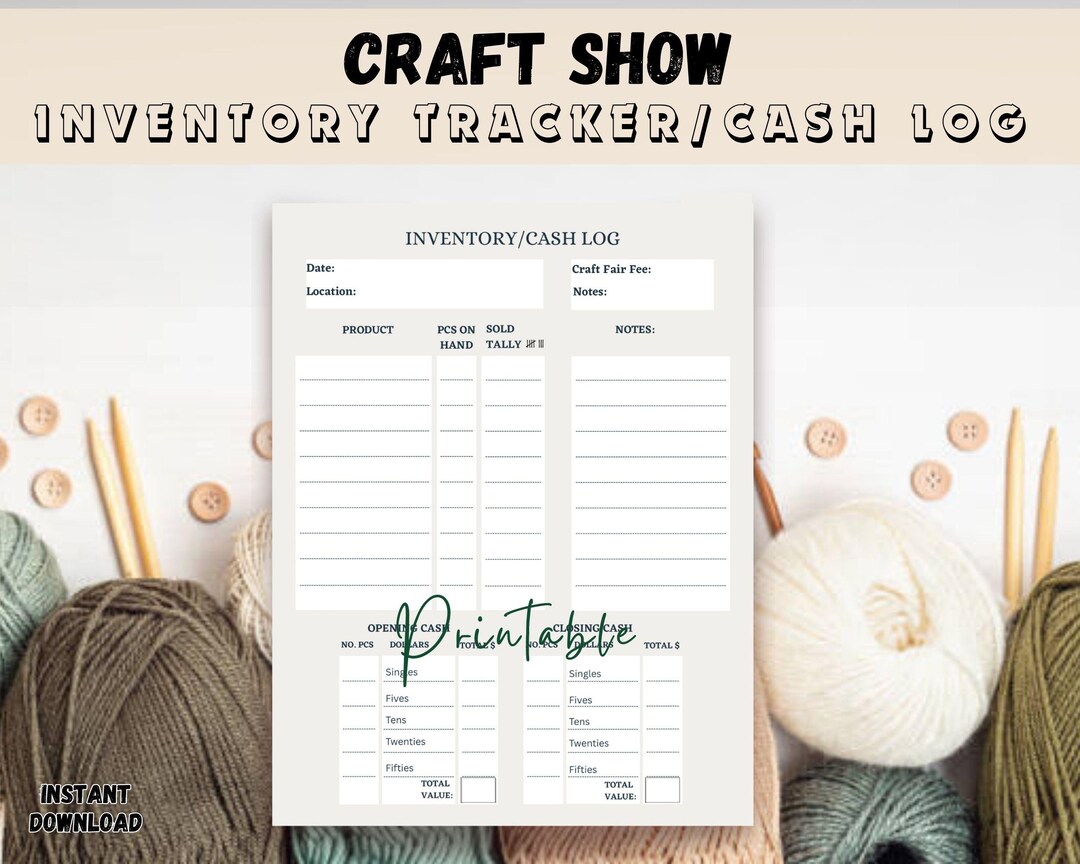 Craft Show Printable Inventory Tracker Form,cash Log Template, Craft ...