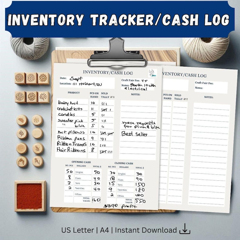Craft Show Inventory Tracker, Printable Vendor Sales Form (digital ...