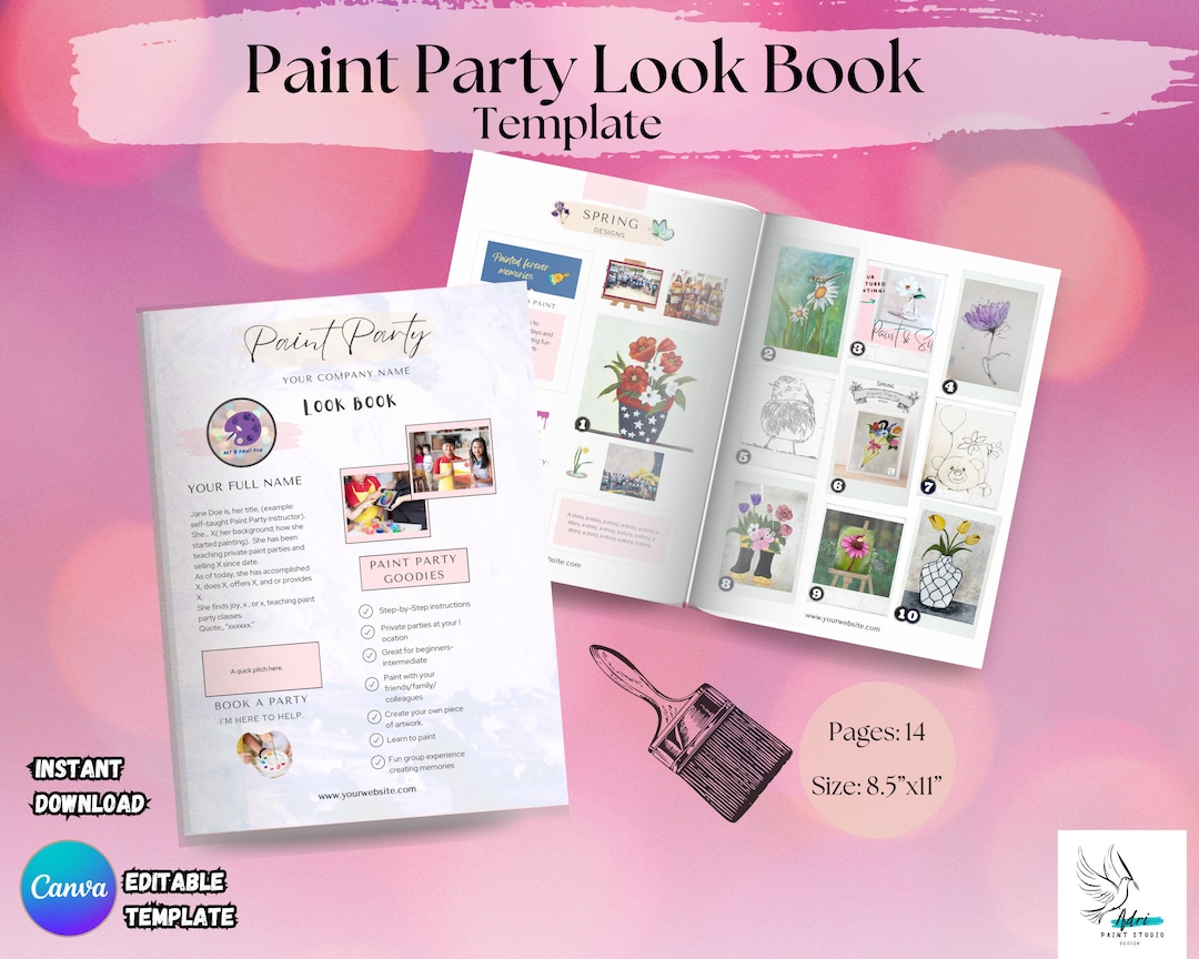 DIY Paint Party Look Book Template for Art Instructors, Sip & Paint