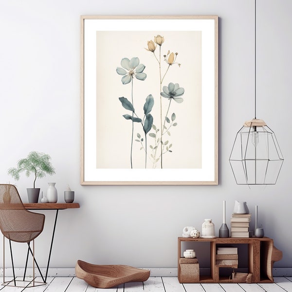 Serene Blooms: Original Watercolor Flowers - Printable Wall Art - Digital Download