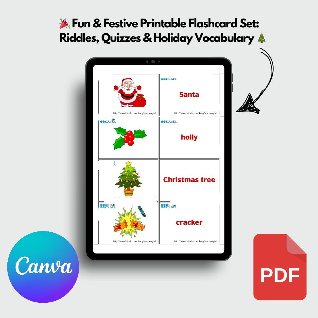 Fun & Festive Printable Flashcard Set, Riddles, Quizzes and Holiday ...