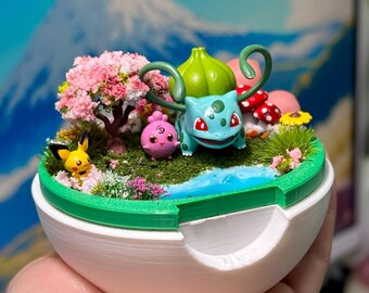 Bulbasaur Inspired Terrarium  / Handcrafted Collectible Display / Pokemon art