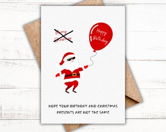 Lustige Dezember-Geburtstagskarte – Kombiniert Geburtstag & Weihnachten, Inkl. Umschlag, Für Freunde & Familie