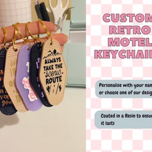 Custom Retro Motel Keyring | Personalised | keychain