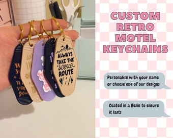 Custom Retro Motel Keyring | Personalised | keychain