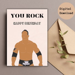 Carte d'anniversaire imprimable The Rock Dwyane Johnson | Téléchargement instantané | Carte de voeux