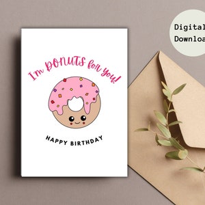 Donuts Geburtstagskarte zum ausdrucken, digitaler Download, lustig, besondere Anlässe, alles Gute zum Geburtstag, Donuts