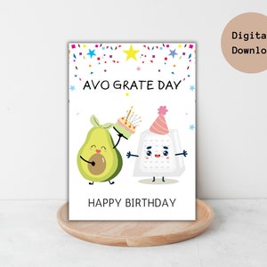 Avocado Geburtstagskarte zum ausdrucken, digitaler Download, lustige Karte, Happy Birthday
