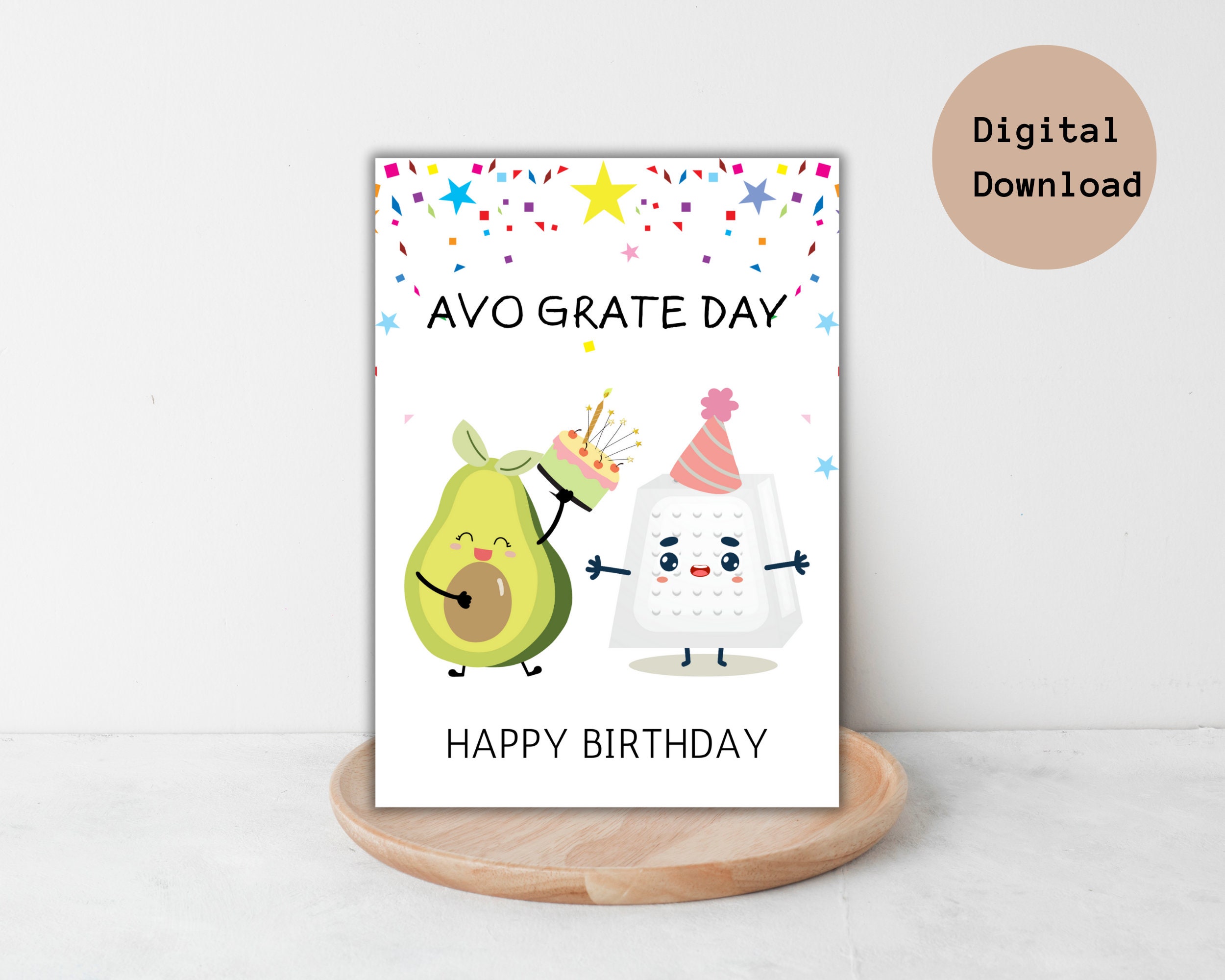 Printable Avocado Birthday Card Digital Download Funny Card - Etsy ...