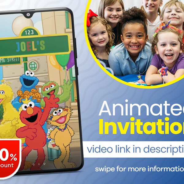 Sesame Street Invitation Video Etsy