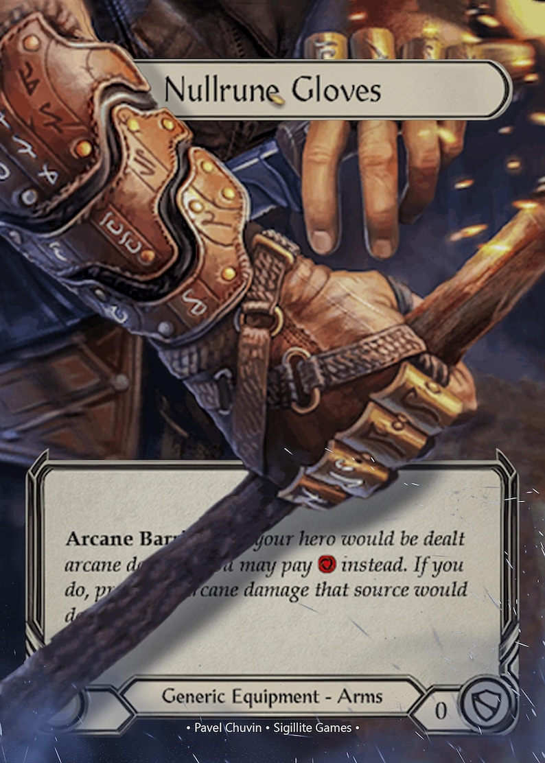 Guantes de runa nula - Ficha de alteración - Flesh and Blood TCG imagen 1