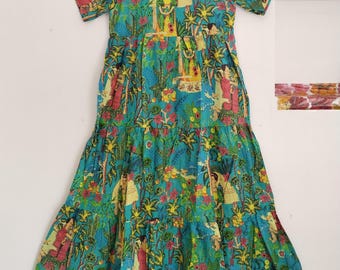 Frida Print Cotton Midi Dress: Festival Wedding Wear