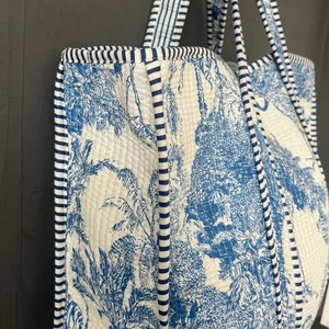 Safari Print Baumwolle gesteppte Einkaufstasche: Indische handgemachte Frauen Einkaufstasche, Strandtaschen