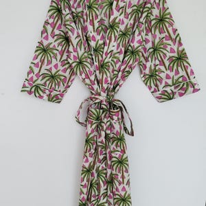 Women Cotton Kimono, Floral Print, Lightweight Kimono, Beautiful Bridesmaid Robe, Bathrobe, Dressing Dress, Nightwear Robe, Bikini Cover Up