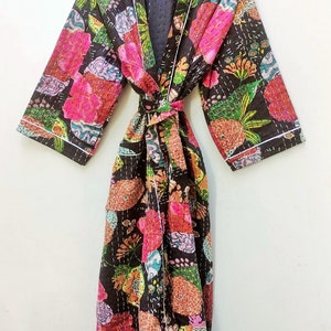 Handmade Kantha Jacket, Cotton Quilted Robe, Bridesmaid Robe, Bridal Party Wear, Dressing Gown, Kantha Robe