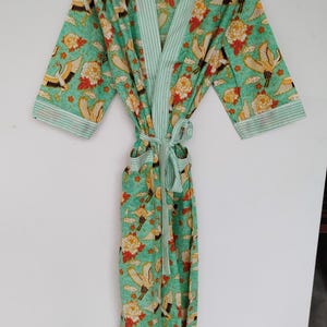Cotton Robe With Stripe, Women Robe, Bridesmaid Robe, Dressing Gown, Nightwear, Beach Cover Up, Spa Robe, Resort Wear Robe, Comfy Sleepwear