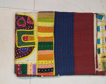 Couette kantha en coton, couette en patchwork, couette indienne faite main, couette grand lit, couvre-lit kantha, drap de lit, couverture de literie, couvre-lit indien