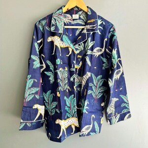 Jungle Print Cotton Pajama Set: Indian Handmade Sleepwear