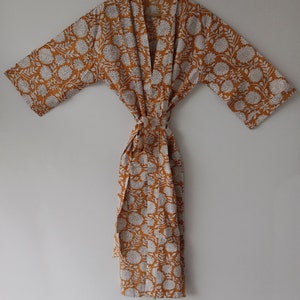 Women Cotton Kimono Robe, Floral Print, Indian Handmade Robe, Bridesmaid Robe Dressing Gown, Summer Bathrobe, Beachwear, Bikini Cover up