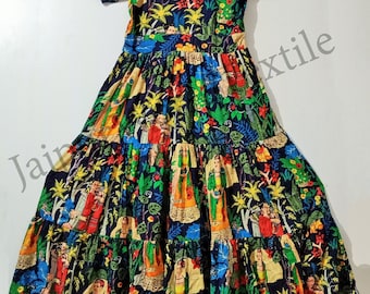 Frida Print Cotton Midi Dress: Festival Wedding Wear