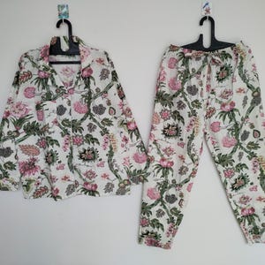 Women Pajamas, Cotton Pajamas, Floral Print Pajama Set, Indian Handmade Pajamas, Women Nightwear Dress, Comfy Sleepwear, Bridesmaid Pajamas