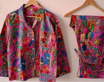 Pink Frida Pajama Set: Cotton Lightweight Nightwear, Soft and Comfortable Sleepwear Pjs