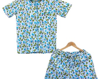 Floral Cotton Pajama Set: Women's Short Sleeve Sleepwear, Soft two piece PJs