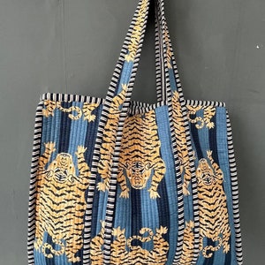 Baumwolle gesteppte Einkaufstasche, indische handgemachte Tasche, Frauen-Einkaufstasche, große Markttasche, Reisetasche, Brautparty-Tasche, Strandtasche, Geschenk für sie
