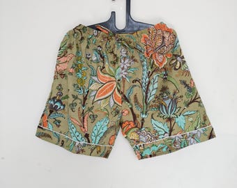 Floral Printed Cotton Summer Shorts, Bohemian Festival Fashion, Vacation Outfit Women
