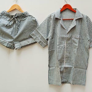 Handmade Pajama Shorts, Striped Pattern Sleepwear, Comfy Bridesmaid PJs, Lightweight Bedtime Outfit