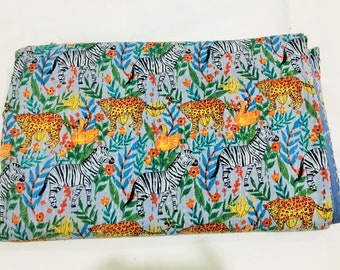 Couette kantha en coton faite main : literie à imprimé tigre et zèbre (90 x 108)