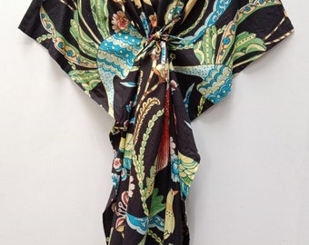 Organic Cotton Kaftan Dress: Boho Beach cover up, Lightweight Plus Size Caftan