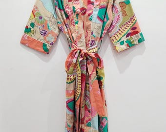 Kimono in cotone, copricostume boho da spiaggia, abbigliamento da resort, outfit da festival