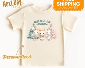 Camiseta de bebé personalizada Fluff and Love Baby Bunnies en el bosque - Custom Infant Romper Perfect Nature-Themed Gift, Adorable ropa de bebé