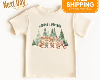 Camiseta para bebés "Happy Friends Squirrels Trio" - Adorable mameluco infantil, regalo perfecto con temática de la naturaleza, ropa de bebé animales regalos para abuelos