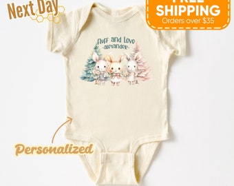 Body de bebé personalizado Fluff and Love Baby Bunnies en el bosque - Romper infantil personalizado Regalo perfecto con temática de la naturaleza, ropa de bebé adorable