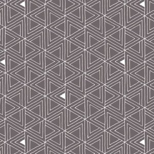 May include: A seamless pattern of white triangles on a dark gray background. The triangles are arranged in a repeating geometric pattern, creating a modern and abstract design.