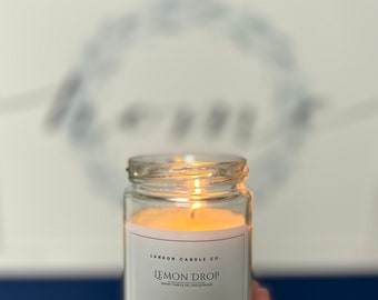 Lemon Drop Candle: Hand-Poured 100% Soy Candle with Essential Oils.