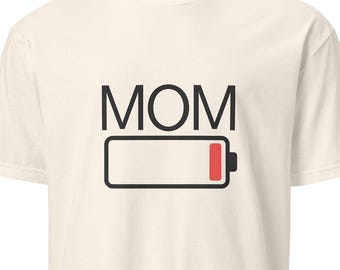 Maglietta per la mamma con batteria scarica, maglietta divertente per la mamma, regalo per la mamma stanca, design per la mamma riconoscibile, regalo per le mamme stanche, maglietta per la vita da mamma, regalo divertente per la festa della mamma