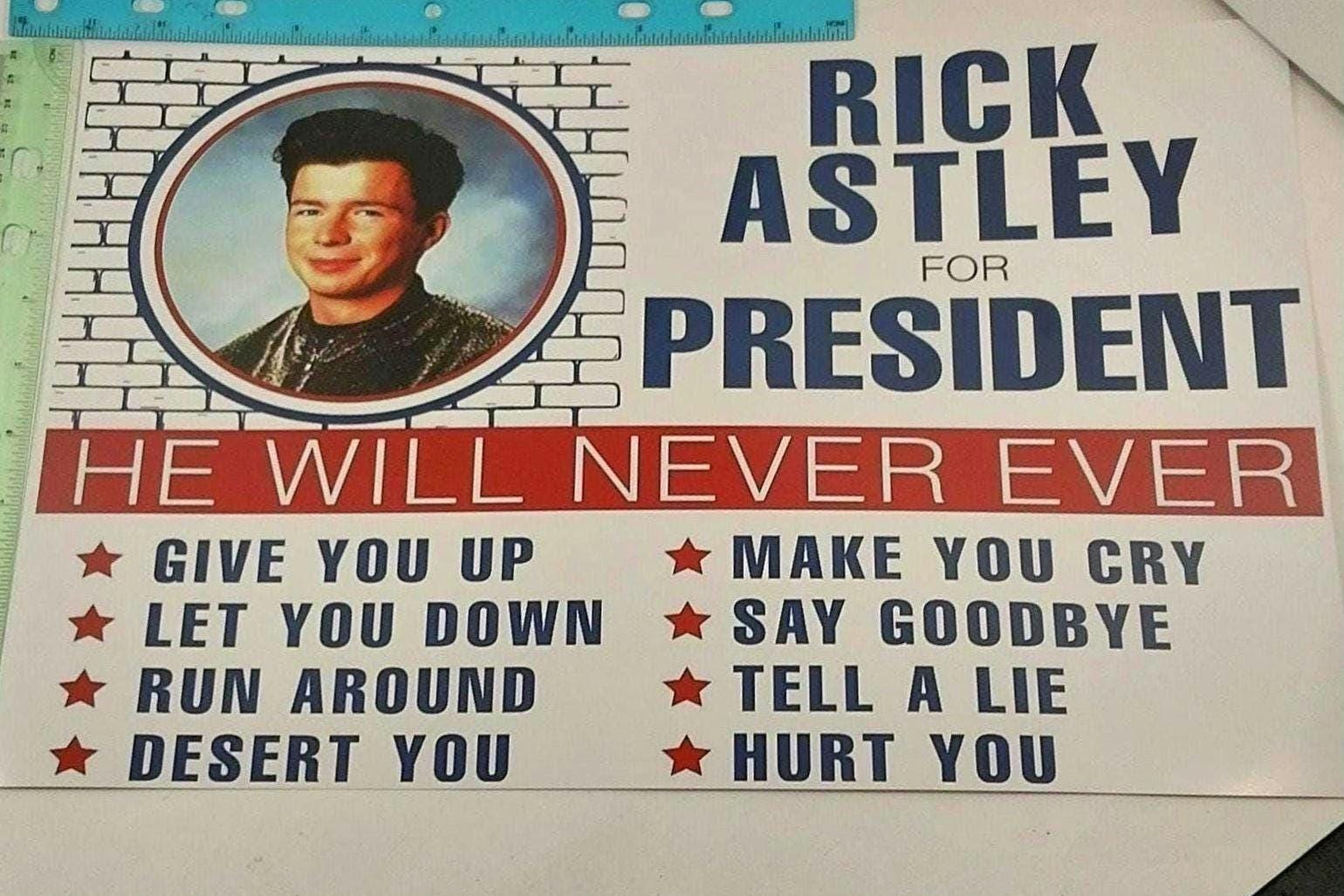 Rick Astley for President Poster 11x17 Inch Print Perfect for Framing ...